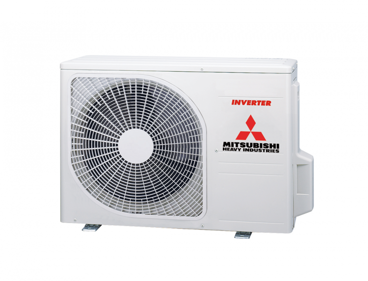 wall air conditioner Mitsubishi Heavy Industries 12 000 BTU outdoor unit white and black color